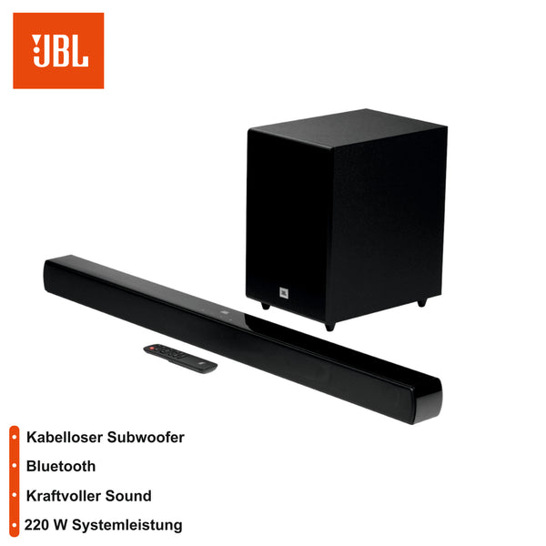 JBL SB270 Cinema Soundbar mit kabellosem Subwoofer, Bluetooth, HDMI, DOLBY -schwarz-