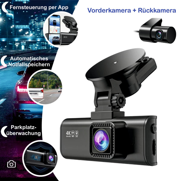 REDTIGER Dashcam F7NP 4K GPS APP, Parkplatzüberwachung,Nachtsicht,32GB