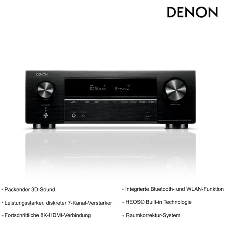 Denon AVRX1800H DAB AV 7.2 Kanal 175W 8K AV-Receiver mit HEOS® Built-in und DAB+ -schwarz-