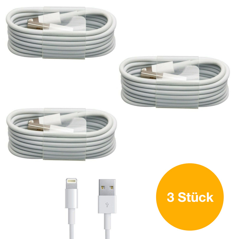 3x Ladekabel für iPhone 1m USB Kabel 5 6 7 8 XS XR 11 12 Pro Magic Mac MFi