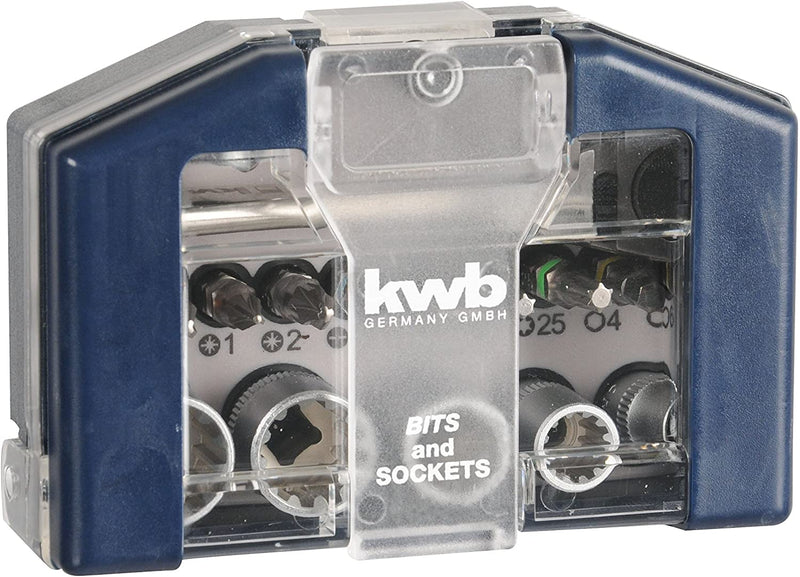 kwb Bit-Box 17-teilig Bits Umschalt-Knarre 1/4 Zoll Sechskant Box Gürtelclip
