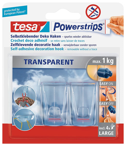 tesa Klebehaken für transparente Oberflächen und Glas 2er (1kg)