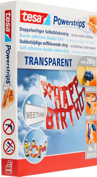 tesa Powerstrips® transparent ablösbar 16 Stück bis 200g Gewicht