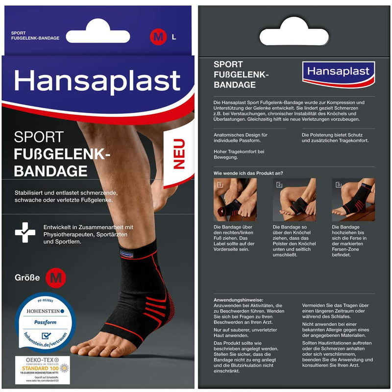 Hansaplast Sport Fußgelenk-Bandage Knöchelbandage rechter & linker Fuss - M / L